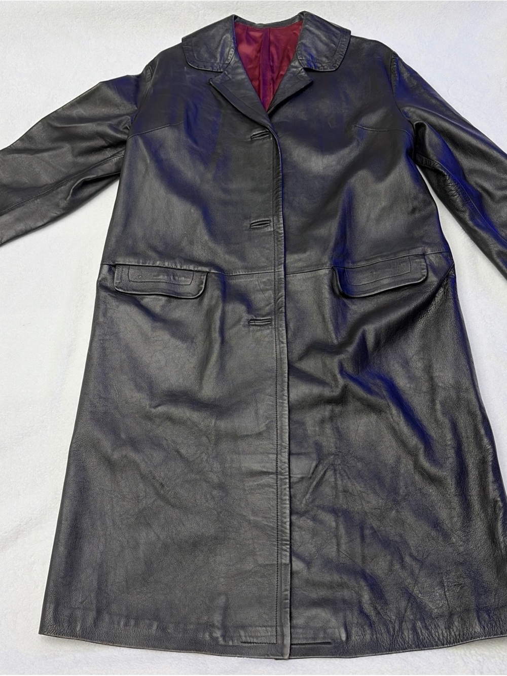Vintage Joclem Paris black leather trench coat